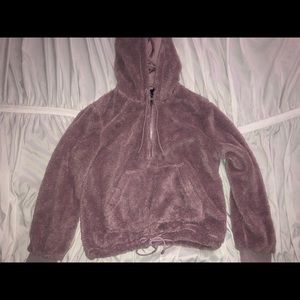 Fuzzy quarter zip sweatshirt